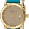 Burberry Heritage Gold Dial Blue Leather Strap Watch for Women - BU9112