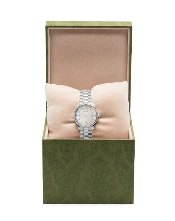 23521616_53872506_600 Gucci G Timeless Diamonds White Dial Silver Steel Strap Watch for Women - YA1265064