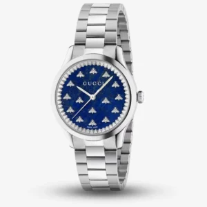 24-14-301_01 Gucci G Timeless Quartz Blue Dial Silver Steel Strap Watch for Women - YA1265043