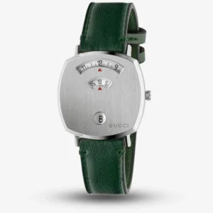 24-15-080_grey-558142 Gucci Grip Quartz Silver Dial Green Leather Strap Unisex Watch - YA157406