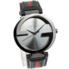 Gucci Interlocking G XL Black Dial Red & Green Leather Strap Watch For Men - YA133206