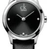 Calvin Klein Minimal Black Dial Black Leather Strap Watch for Women - K3M231CS