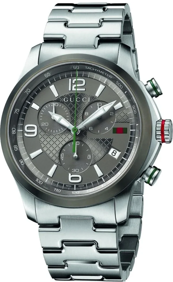 279d0f8e190a553cada9b84051db351c_7f072a95-1dc2-4d5a-91cb-85302f845c69 Gucci G Timeless Chronograph Grey Dial Silver Steel Strap Watch For Men - YA126238