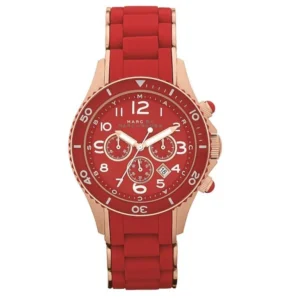 286764_marc-jacobs-mbm2577-rock Marc Jacobs Rock Chronograph Red Dial Red Silicone Strap Watch for Women - MBM2577