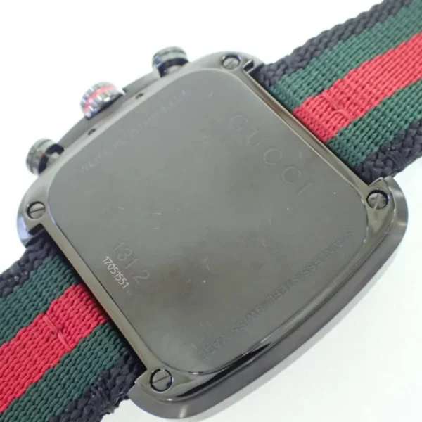 2909500000012013-8 Gucci Coupe Chronograph Quartz Black Two Tone NATO Strap Watch For Men - YA131202