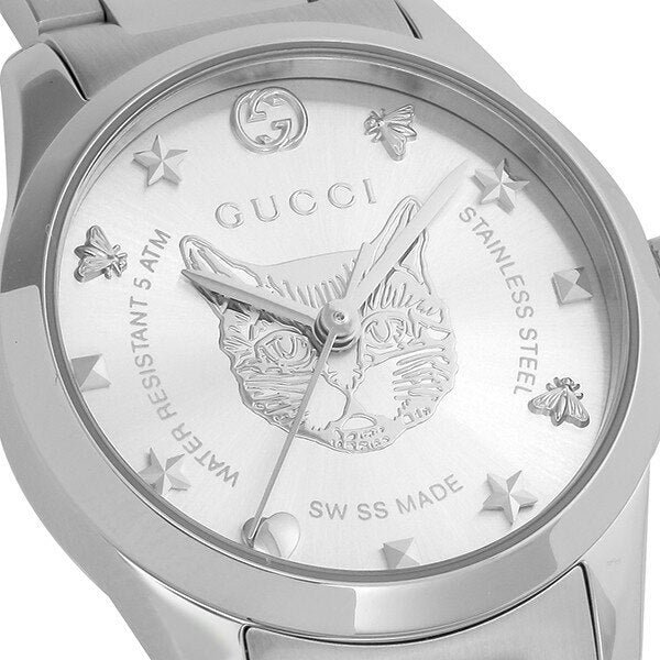 29522_2 Gucci G Timeless Quartz Silver Dial Silver Steel Strap Watch For Women - YA126595