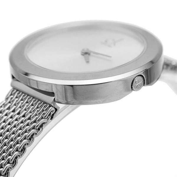2_706e9edd-c55e-4fcd-bb79-7b6c840eda7c Calvin Klein Firm White Dial Silver Mesh Bracelet Watch for Women - K3N23126