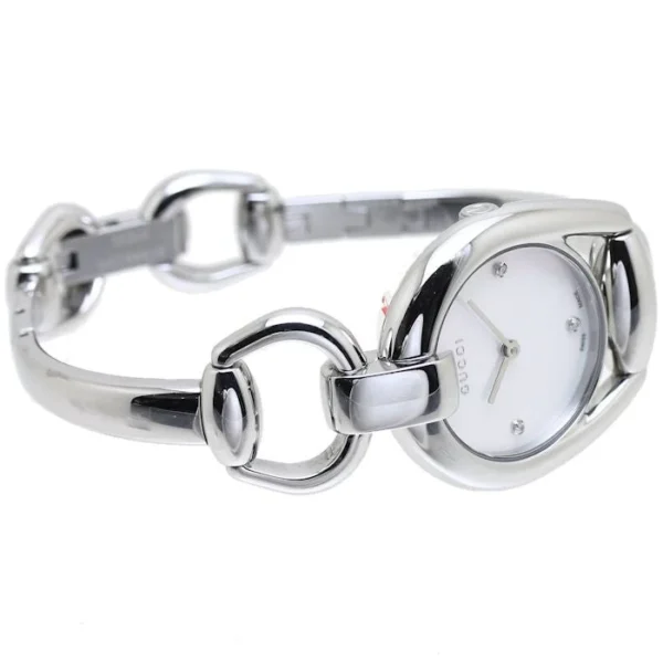 2efb87d6-b18d-4924-a408-86563ba88a3a Gucci Horsebit Collection Diamonds Mother of Pearl Dial Silver Steel Strap Watch For Women - YA139506