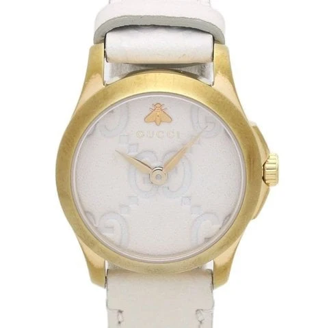 32188867-ezegn52dhzw61ygkx8hbpojm-Large Gucci G Timeless Quartz White Dial White Leather Strap Watch For Women - YA126580A