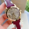 Burberry Heritage Nova Gold Dial Haymarket Red Leather Strap Watch for Women - BU9111