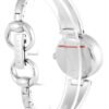 35913-1928287016 Gucci Guccissima Quartz Diamonds Brown Dial Silver Steel Strap Watch For Women - YA134503