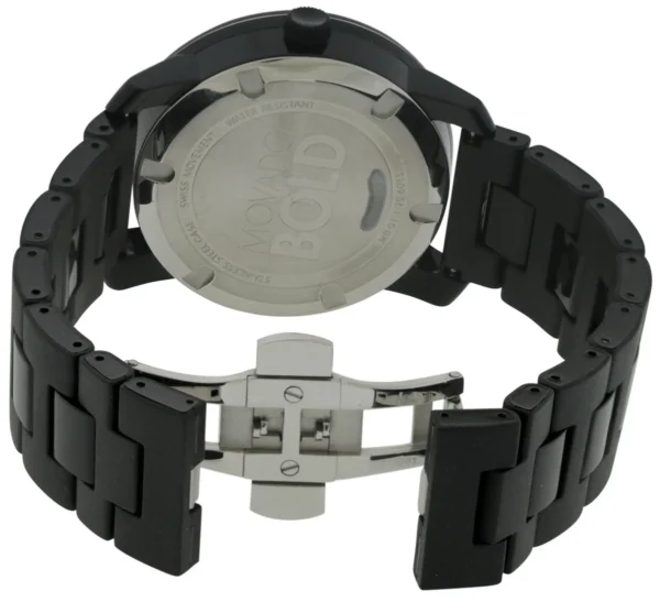 3600047_BACK__81235.1639075048_0b4e808b-c126-4c6f-8c71-ea9c951cb652 Movado Bold Black Dial Black Steel Strap Watch For Men - 3600047