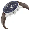 3650061-2-1 Movado Heritage 29mm Chronograph Blue Dial Brown Leather Strap Watch For Men - 3650061