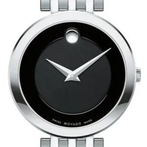 3738999_fpx Movado Esperanza 28mm Black Dial Silver Steel Strap Watch For Women - 0607051