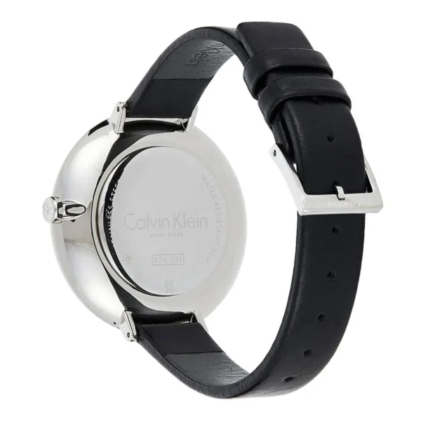 3c705b77-835f-4475-b47e-40d3dd65eac0_866e68ec-bf8e-4df7-a498-e8b679aa0e5c Calvin Klein Full Moon Black Dial Black Leather Strap Watch for Women - K8Y231C1
