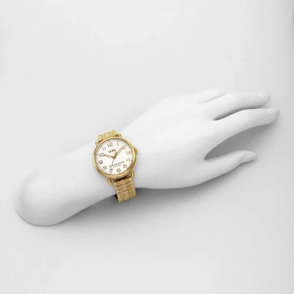 3fa766c1-3a73-4bbb-b597-4f7dcd8e3e8f Coach Delancey Classic White Dial Gold Steel Strap Watch for Women - 14502261