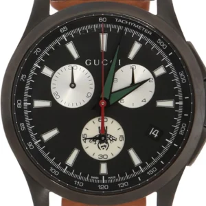 4-530491_d9b7dca9-0daa-4ecc-b856-ca42f833ac37 Gucci G-Timeless Chronograph Black Dial Brown Leather Strap Watch For Men - YA126271