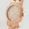 4134073-2-372226_9232c897-b14b-4c7c-ae7a-6b0784ac9c89 Marc Jacobs Amy Glitz Brown Dial Rose Gold Steel Strap Watch for Women - MBM3221