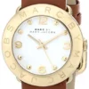 Marc Jacobs Amy White Dial Brown Leather Strap Watch for Women - MBM8574