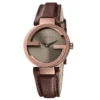 41a5baa7-796e-4586-a951-55dc28c4ed0c-539518 Gucci G Interlocking Brown Dial Brown Leather Strap Watch For Women - YA133504