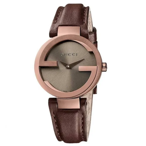 41a5baa7-796e-4586-a951-55dc28c4ed0c-539518 Gucci G Interlocking Brown Dial Brown Leather Strap Watch For Women - YA133504