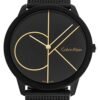 41g_E_X5ZOL Calvin Klein Minimal Black Dial Black Mesh Bracelet Watch for Women - K3M224X1