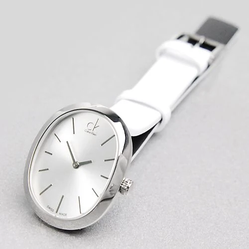 442_3_76571cee-e00e-473f-8480-a6169fc2b2aa Calvin Klein Incentive White Dial White Leather Strap Watch for Women - K3P231L6