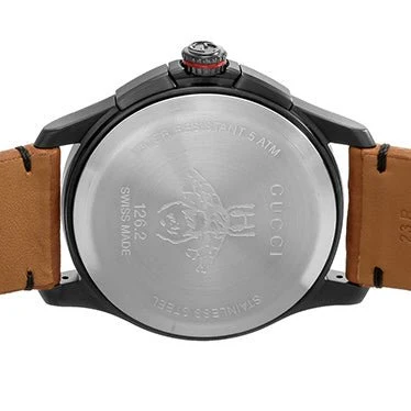 4550012177338_A05-841072_9b5b2c1c-6095-472c-9ca2-efb7992b56db Gucci G-Timeless Chronograph Black Dial Brown Leather Strap Watch For Men - YA126271