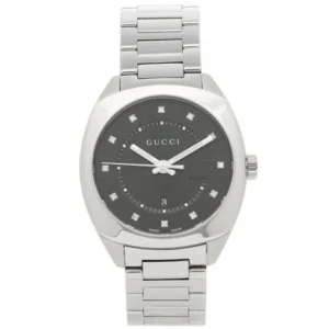 5035220283J3 Gucci GG2570 Diamonds Black Dial Silver Steel Strap Watch For Women - YA142404