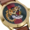 510100KMA990145_2-478690 Gucci Le Marche Des Merveilles Red & Green Dial Brown Leather Strap Unisex Watch - YA126497