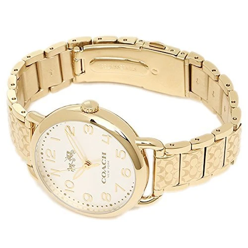 51I2QElSKKL-551744 Coach Delancey Classic White Dial Gold Steel Strap Watch for Women - 14502261