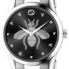 Gucci G Timeless Quartz Black Dial Silver Steel Strap Watch For Women - YA1264136