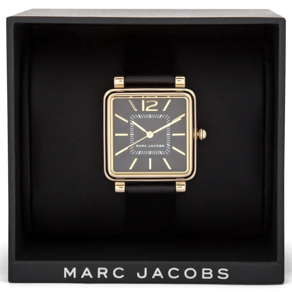 Marc Jacobs Vic Black Dial Black Leather Strap Watch for Women - MJ1522