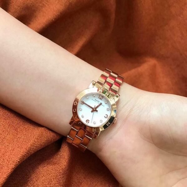 5ae3a8da74aa45a202ddcef3a7f7e270 Marc Jacobs Mini Amy White Dial Rose Gold Steel Strap Watch for Women - MBM3078