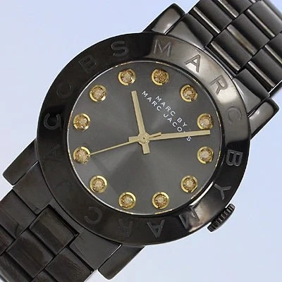 5e-968356_8ee79fed-50e0-448a-95be-6d415c57df82 Marc Jacobs Amy Black Dial Black Steel Strap Watch for Women - MBM8595