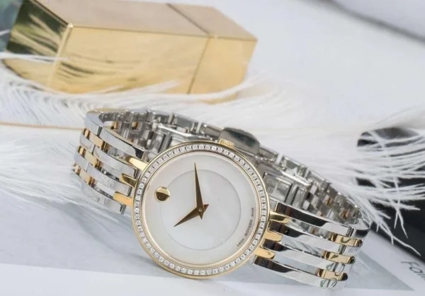 607085-1 Movado Esperanza Mother of Pearl Dial Two Tone Steel Strap Watch For Women - 0607085