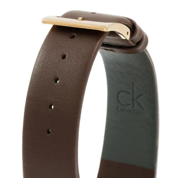 6139P8kMFzL Calvin Klein Minimal White Dial Brown Leather Strap Watch for Men - K3M216G6