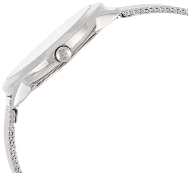 6157yPEiImL Calvin Klein Minimal White Dial Silver Mesh Bracelet Watch for Women - K3M2212Y