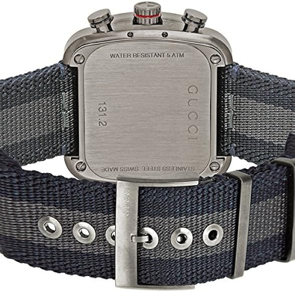 617Vv4oOoeL._AC_UY580_4ac81830-1988-4ed8-a486-959a3c6d8ff9 Gucci Coupe Chronograph Blue Dial Two Tone NATO Strap Watch for Men - YA131203
