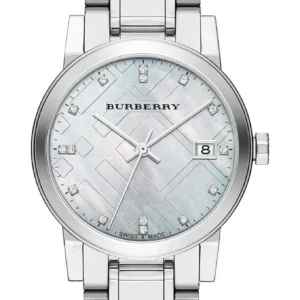 618EfAkrx_L-827333 Burberry The City Diamonds Silver Dial Silver Steel Strap Watch for Women - BU9125