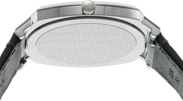 61B2QC4IhNL._AC_UY1000_07d93a20-1552-499b-be02-d957ed66e8fd Gucci Grip Quartz Silver Dial Green Leather Strap Watch For Women - YA157414