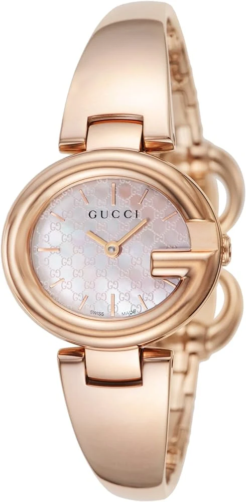 61Kxll79ZlL._AC_UY1000 Gucci Guccisima Quartz Mother of Pearl White Dial Rose Gold Steel Strap Watch for Women - YA134512