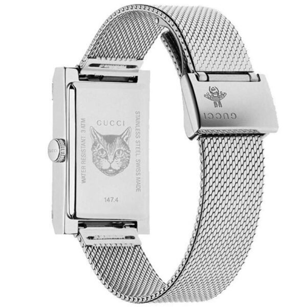 61SfYklP4WL-369209_708eddc3-428e-45ee-b014-681dae57d567 Gucci G Frame Red and Green Dial Silver Mesh Bracelet Watch For Women - YA147401