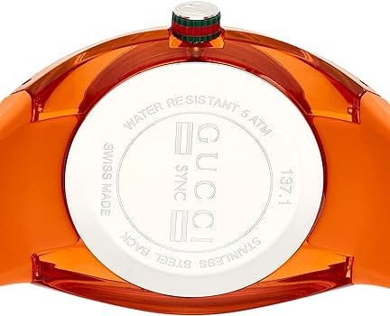61okcK0IEDL._AC_UY350_5f987359-8da7-4e63-a46a-173ebf638f11 Gucci Sync XXL Quartz Orange Dial Orange Rubber Strap Unisex Watch - YA137108
