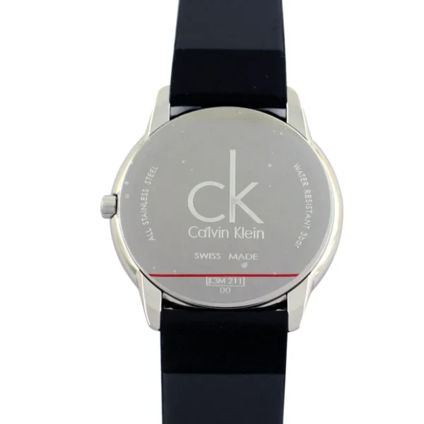 61rE8HFShPL Calvin Klein Minimal Black Dial Black Leather Strap Watch for Men - K3M221CS