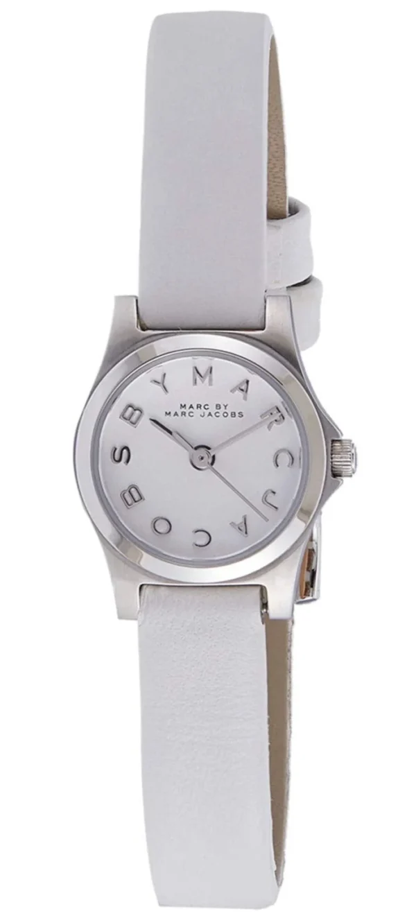 61yZ_MvfuJL Marc Jacobs Henry Dinky White Dial White Leather Strap Watch for Women - MBM1234