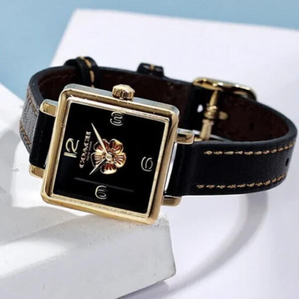 62cb8c34ad09c7360.png_a640 Coach Black Square Dial Black Leather Strap Watch for Women - 14503695
