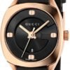 Gucci GG2570 Quartz Black Dial Black Leather Strap Watch For Women - YA142509