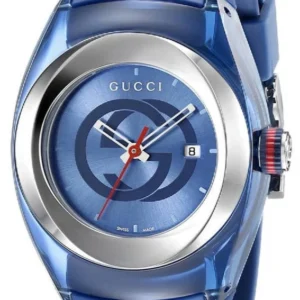 65214c9c71335331e90f292d-gucci-sync-l-blue-rubber-watch-ya137304 Gucci Sync Quartz Blue Dial Blue Rubber Strap Watch For Men - YA137304
