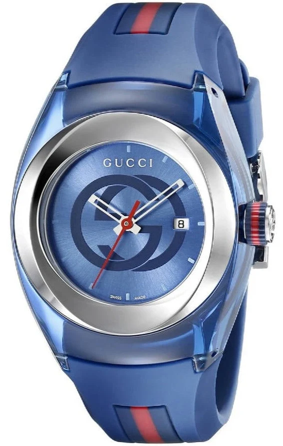 65214c9c71335331e90f292d-gucci-sync-l-blue-rubber-watch-ya137304 Gucci Sync Quartz Blue Dial Blue Rubber Strap Watch For Men - YA137304